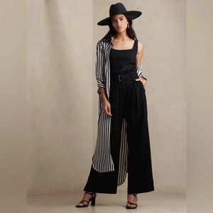 NWT! Banana Republic Black Linen-Blend Paper Bag Wide Leg Pant - Multiple